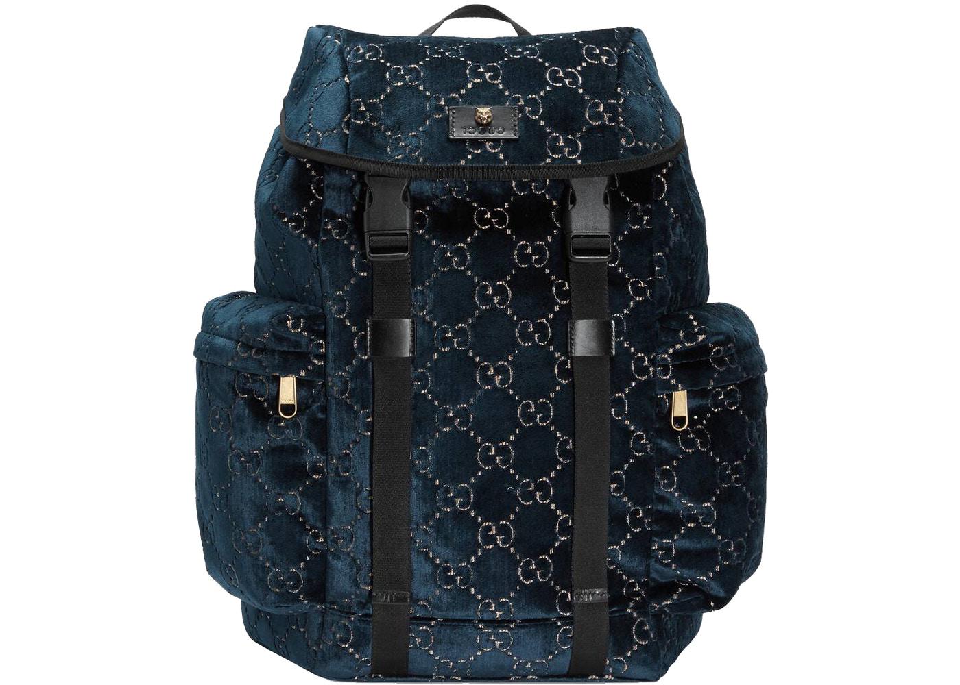 Gucci Backpack GG Velvet Medium Blue GUCCI 슈프라이즈