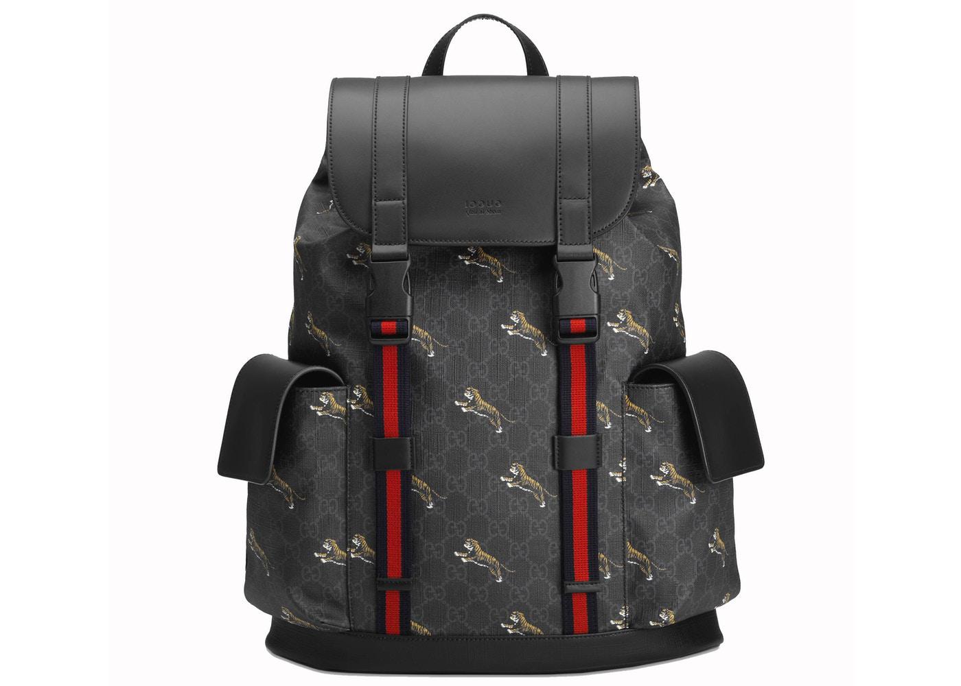 Gucci Bestiary Backpack GG Supreme Tigers Black/Grey