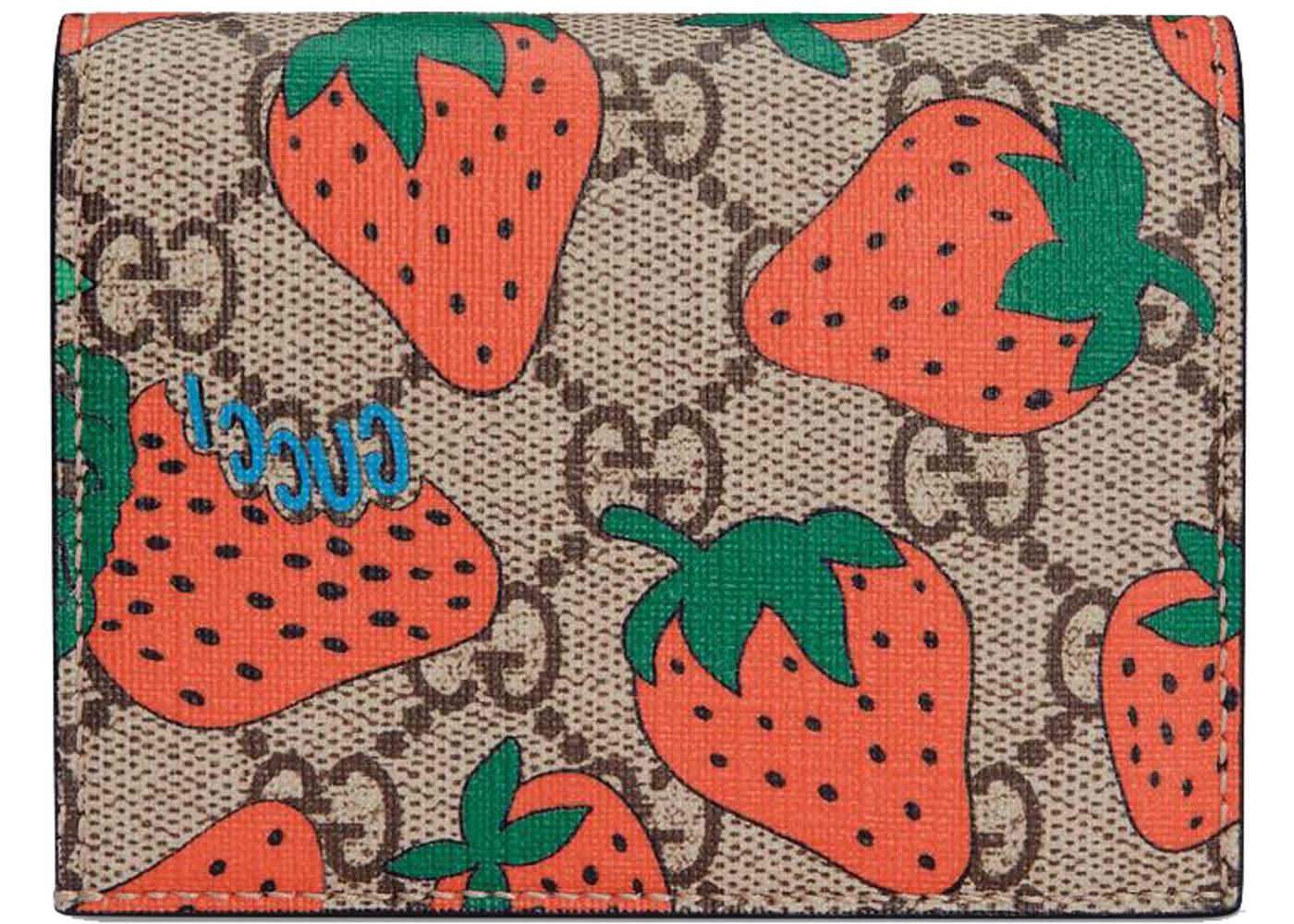 Gucci Card Case Wallet GG Strawberry Beige/Ebony Multicolor GUCCI 슈프라이즈