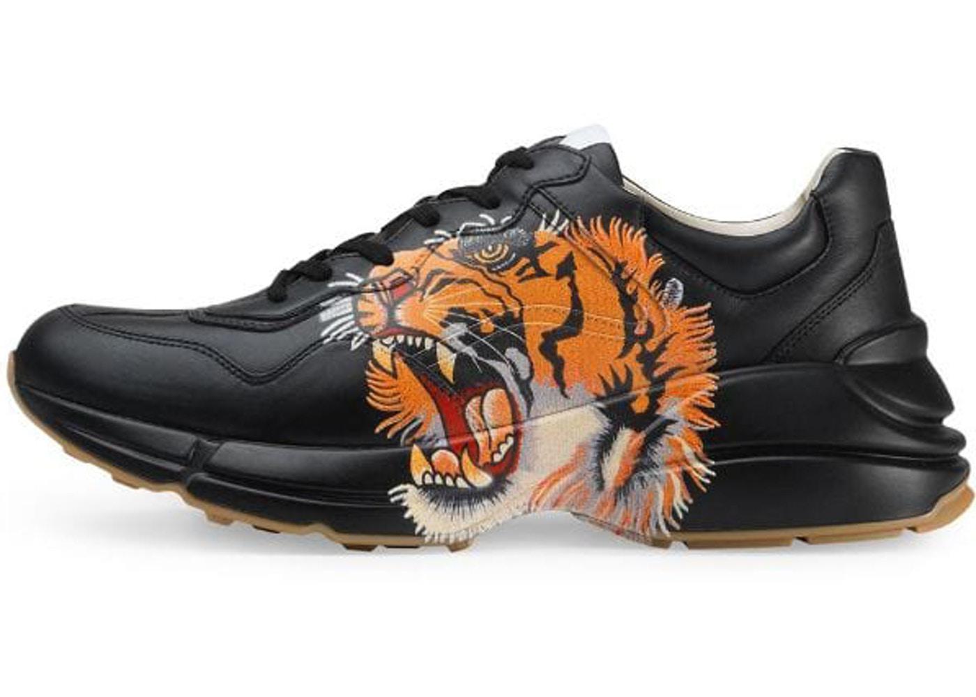 rhyton leather sneaker with tiger
