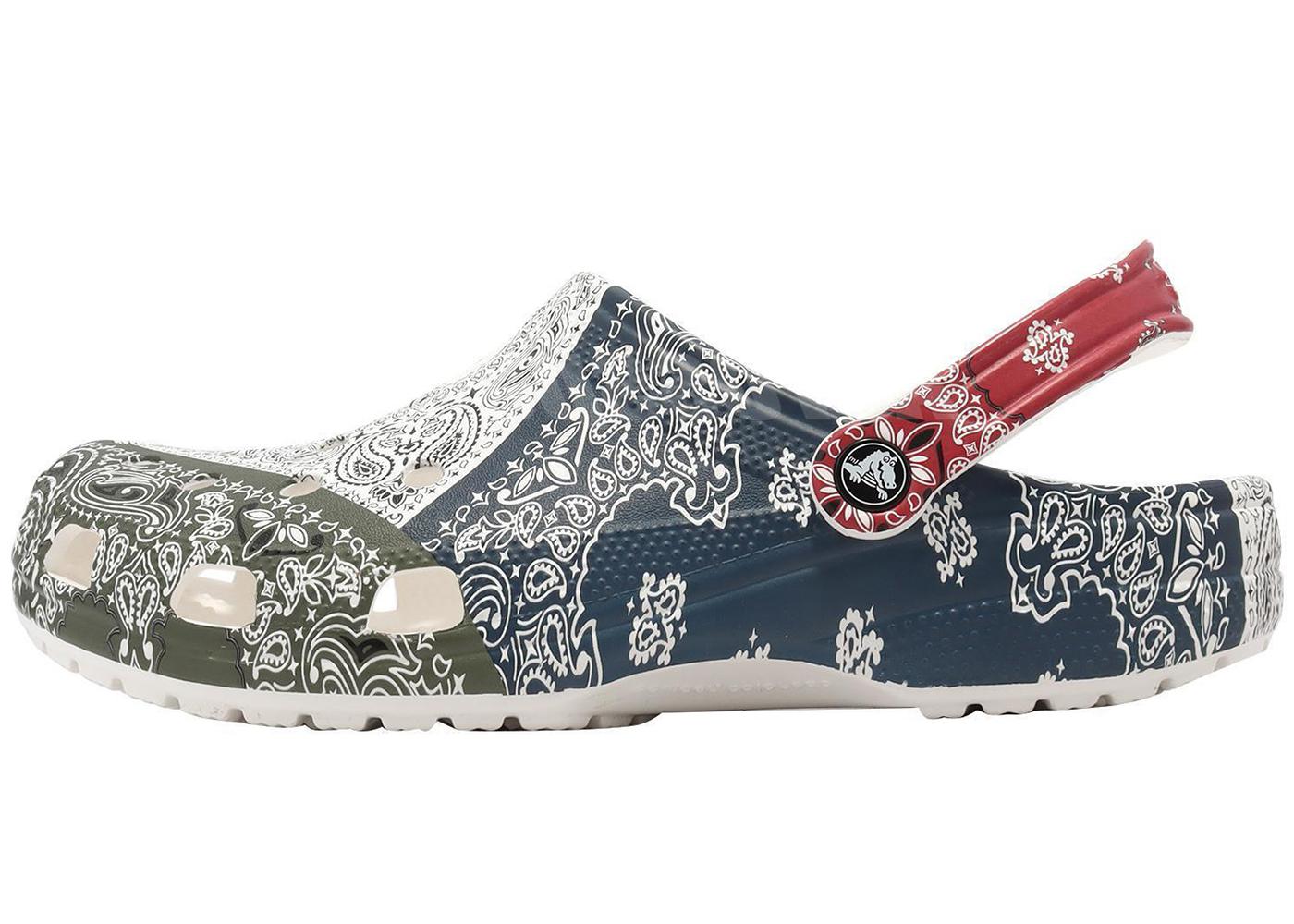 Crocs Classic Fleece Lined Clog Bandana White Red Blue Green