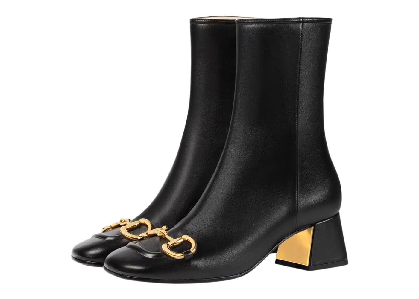 Gucci Horsebit 55mm Ankle Boot Black Leather