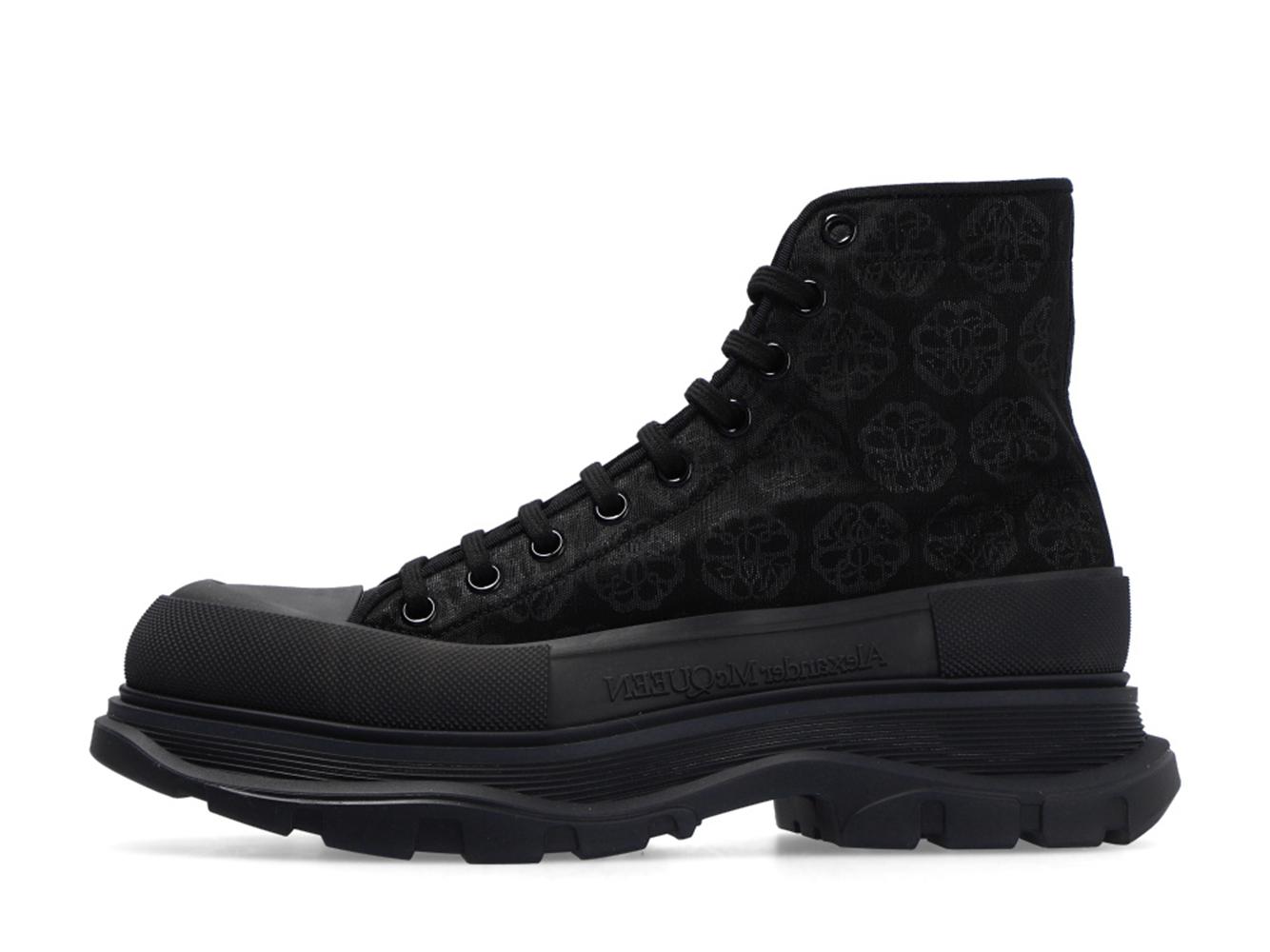 Alexander McQueen Tread Slick Boot Black Jacquard Floral 662675W4Q32