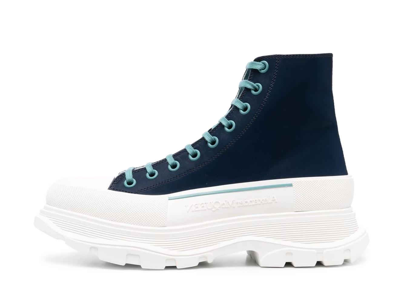 Alexander McQueen Tread Slick Lace Up Boot Blue White 688535W4SC24536