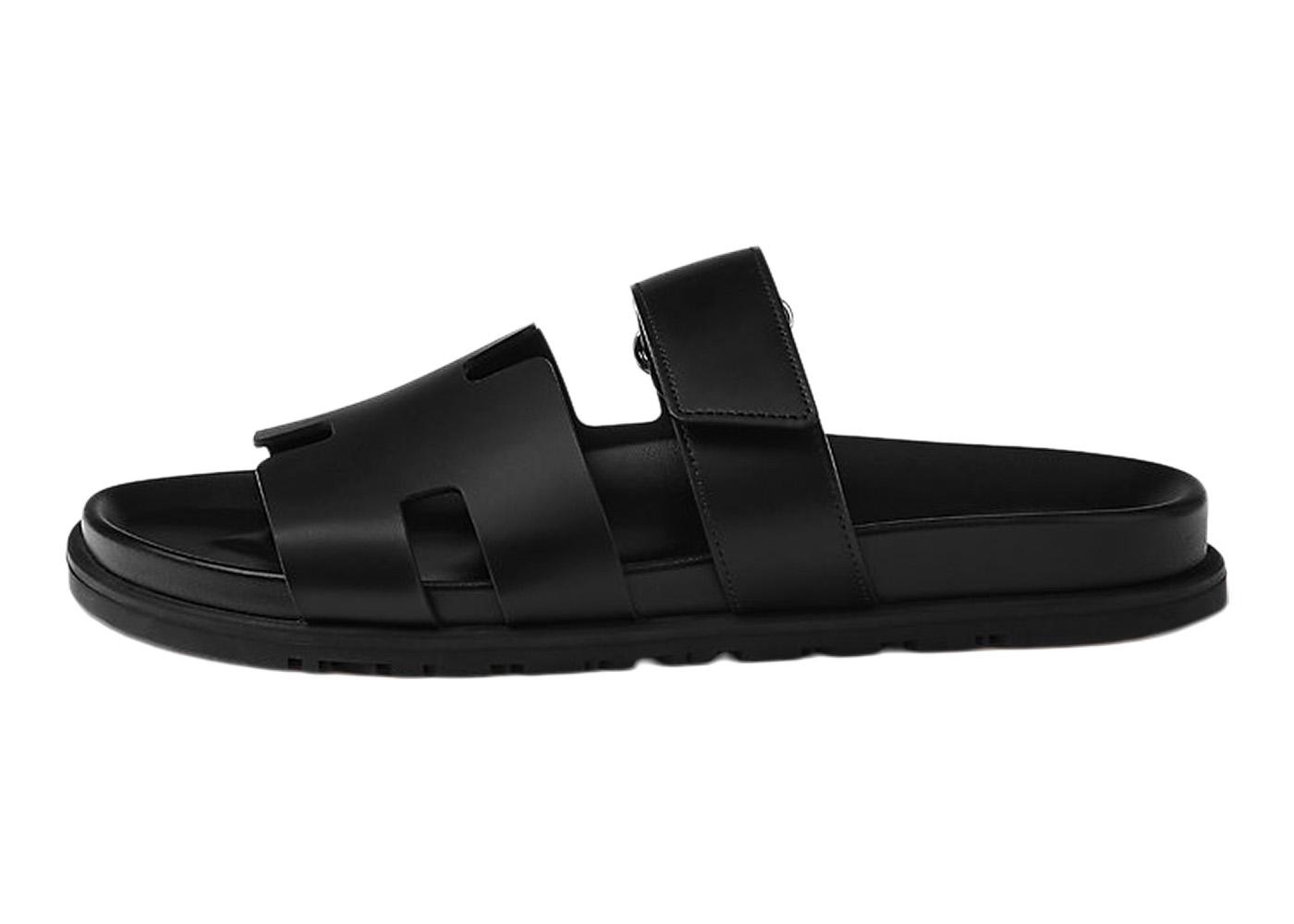 HM 26S CHYPRE SANDAL WITH BACK STRAP IN BLACK CALFSKIN