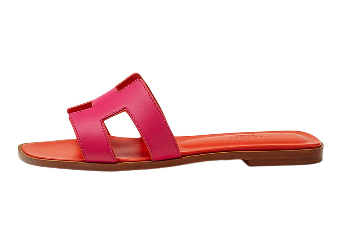 Hermes Oran Sandal Rose Flash Orange Calfskin Leather H222101Z HERMES