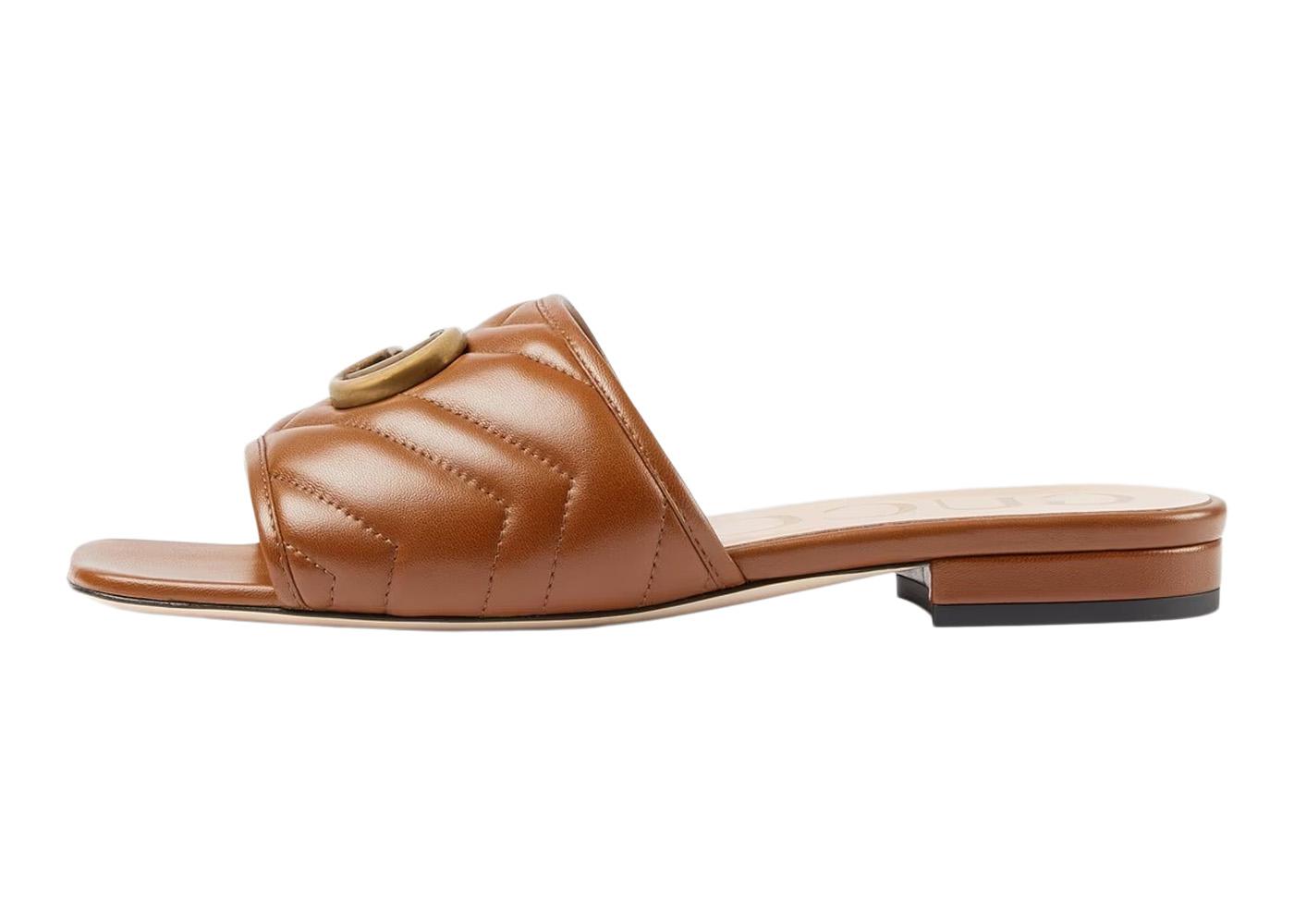 Gucci Double G Slide Sandal Brown Leather _646169BKO602535 GUCCI