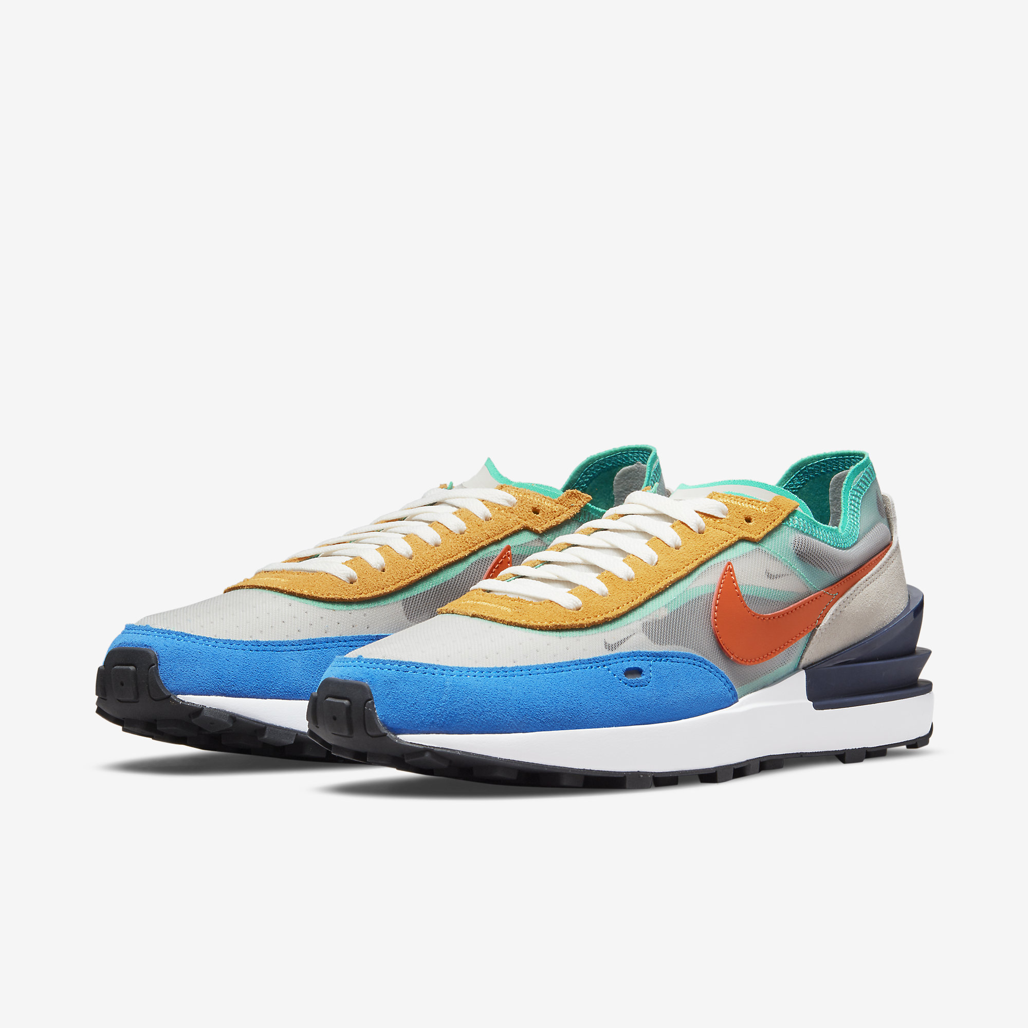 nike waffle one mustard orange blue turquoise
